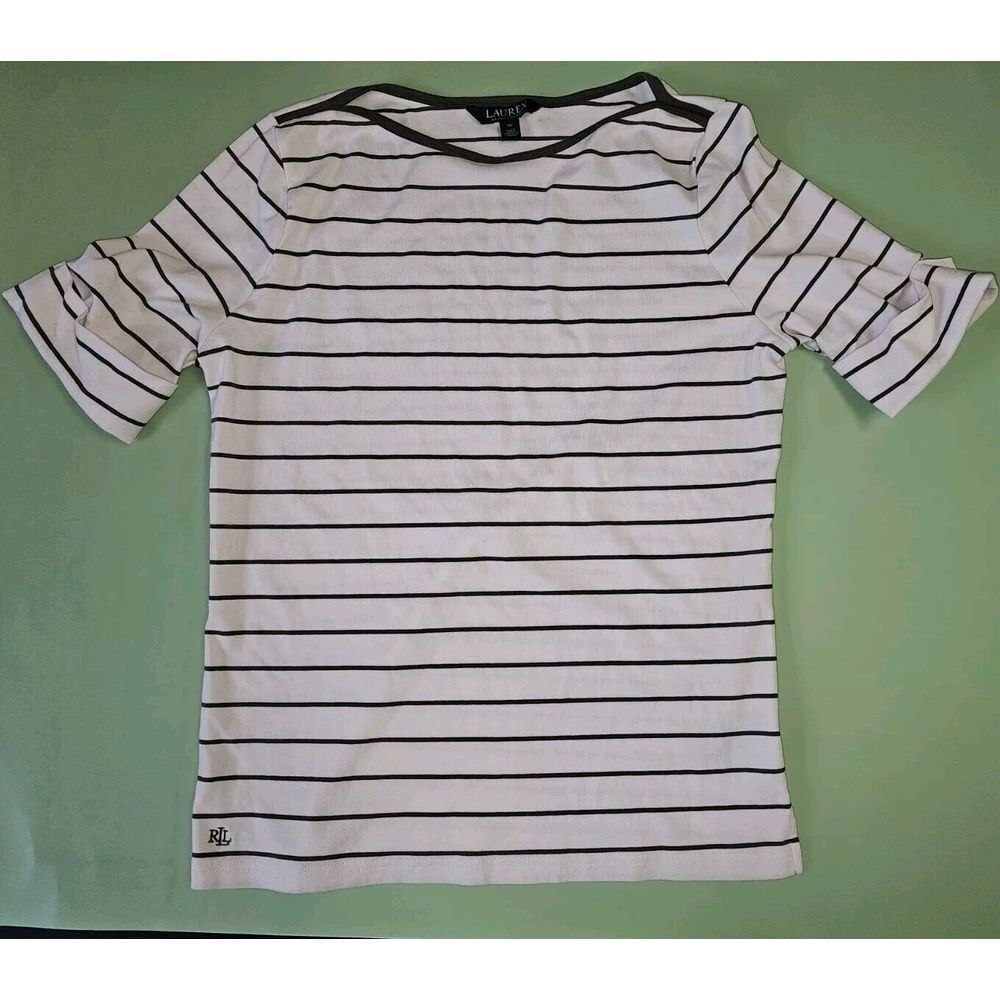 Lauren Ralph Lauren Natical inspired‎ cream/green striped shirt. Size XL
